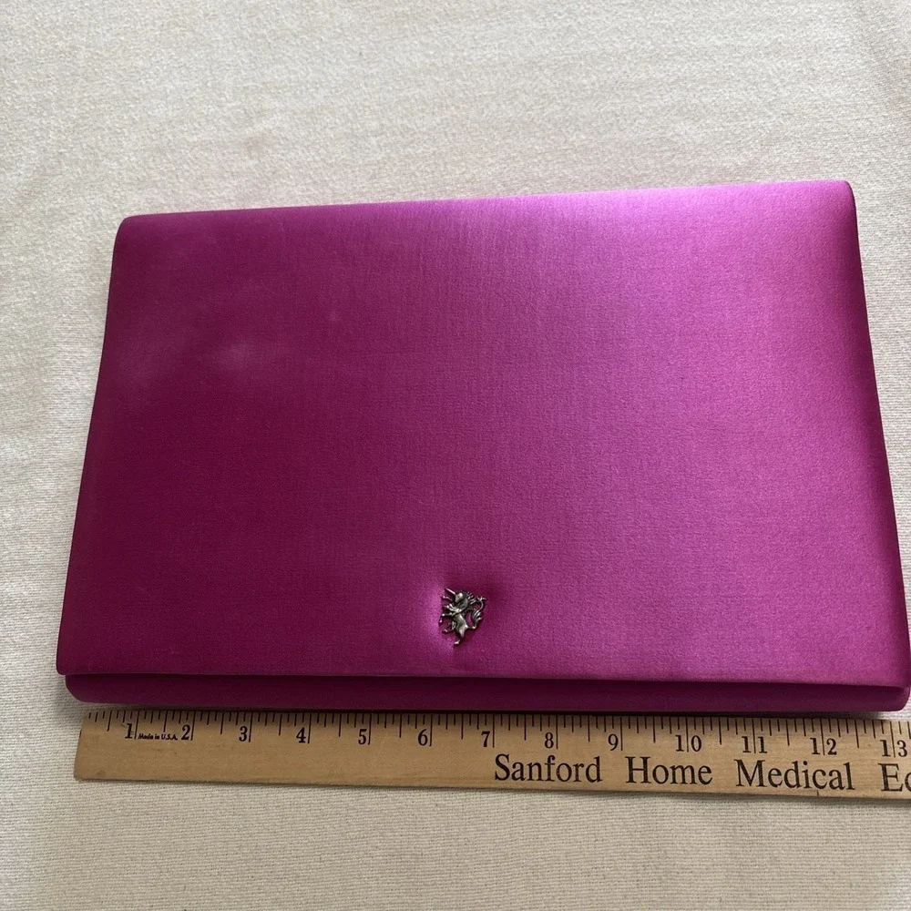 PHILIP TREACY‎ LONDON ELEGANT CLASSIC LARGE PINK FLAP SILK CLUTCH BAG  Formal